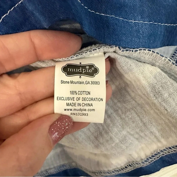 Mud Pie Girls Beach Swimsuit Cover Up Blue Tie Dye with Pom Poms Sz 2T-3T NWT - Picture 7 of 8